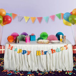 Polyester Rectangle <b>Table</b> Skirt with Ruffle Style for Wedding <b>Party</b> Birthday or Banquet <b>Table</b> <b>Decoration</b> - Product Image 1