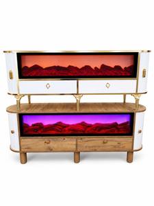 Support TV LED avec foyer électronique en verre, effets sonores Bluetooth intégrés, design moderne et luxueux pour salon, compatible avec les téléviseurs de 65 pouces et plus - Product Image 3