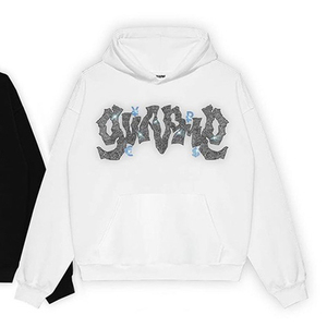 Sweat à capuche d'hiver en molleton de coton 100% sur mesure avec motif solide et impression de logo de broderie 3D personnalisée - Product Image 1