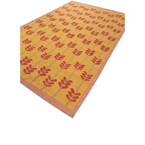Alfombra Kilim de Lana Tejida Plana Orenda Gold, Diseño Floral Rectangular Hecho a Mano para Dormitorio, Sala de Estar, Pasillo - Modelo Adwl-13254 - Product Image 2
