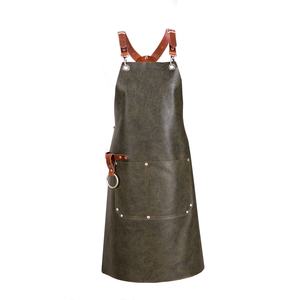 <b>Leather</b> <b>Apron</b> With Comfortable Cross-back Shoulder Straps Premium Quality Luxury Handcrafted LPN-0078 - Product Image 1