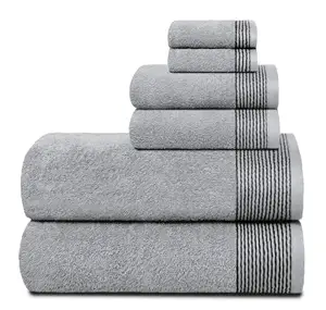 100% Cotton Soft 6 Pack Towel Set, Contains 2 Bath Towels 28x55inch, 2 Hand Towels 16x24 inch & 2 Washcloths 12x12 inch