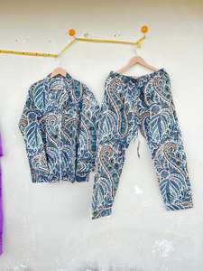 Vêtements de nuit élégants et décontractés de luxe pour femmes indiennes, 100% coton popeline, imprimé floral, respirant, pour l'automne, le printemps, l'été, les vacances - Product Image 4