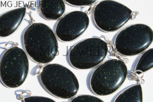 Colgantes de bisel de piedras preciosas de piedra dorada verde al por mayor colgantes chapados en plata de cristal de piedra dorada verde Natural joyería de moda - Product Image 3