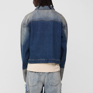 High Quality Winter Men's Denim Jacket 100% Cotton Waterproof Breathable Vintage Style Custom Logo Front Position - Product Image 3