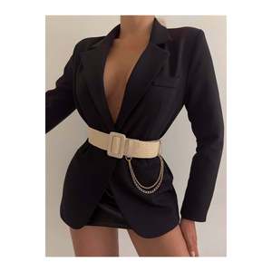 Ceinture élastique tissée pour femme avec boucle à chaîne, ceinture pour veste, ceinture pour chemise, ceinture pour robe - Beige - Product Image 2