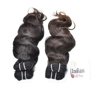 Cheap Unprocessed Natural Color Black Virgin Raw Indian Temple Human Hair Bundles Bodywave <b>Machine</b> Double Weft <b>Weaving</b> for Women - Product Image 1