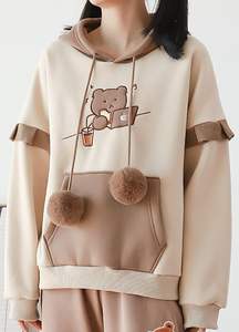 Sudadera con Capucha de Invierno para Hombre, 100% Algodón, con Cierre, Forro Polar, Diseño de Oso de Dibujos Animados, Manga Larga - Product Image 4