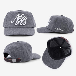 قبعة بيسبول شتوية فاخرة من الصوف بتصميم كلاسيكي لجميع المواسم، قبعة غير مهيكلة بخمسة ألواح مع تطريز مخصص، مزيج من الصوف - Product Image 3