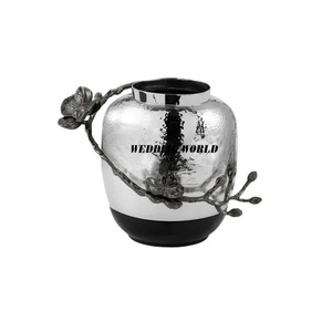 Juego de tres floreros de metal, soporte de flores de diseñador chapado en oro hecho a mano, maceta de metal nueva de lujo con estilo clásico - Product Image 6