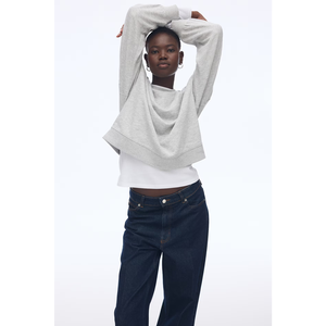 Meilleure vente fabricant bangladais, sweat-shirt à col rond côtelé de couleur unie pour femmes en coton de qualité supérieure OEM/ODM Bangladesh - Product Image 2