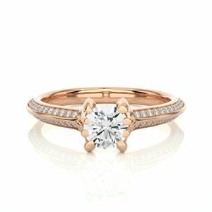 Anillo de moissanita solitario de corte brillante redondo TCW 1,00 para mujer, regalo de aniversario o cumpleaños con acentos elegantes - Product Image 1