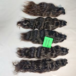 Extensions de cheveux humains vierges indiennes de temple, 100% en gros, pas cher, machine à double trame, naturellement ondulé, noir, fournisseur, Remy - Product Image 2