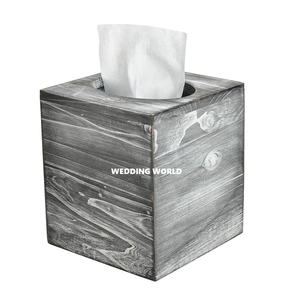 Conjunto de dos cajas de pañuelos de madera de forma cuadrada, clásico, elegante, hecho a mano, mesa decorativa, nueva caja de pañuelos de madera al por mayor - Product Image 4