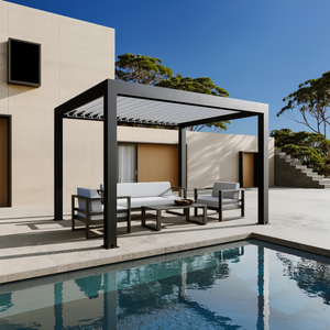 Pérgola Bioclimática Moderna para Exteriores, de Aluminio con Revestimiento en Polvo, de 6x4, 8x6, 12x4 Metros, Fabricada por OEM, Independiente o Montada en Centro Comercial - Product Image 1