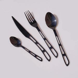 Ensemble de couverts en acier inoxydable de haute qualité 5 pièces avec poignées modernes polies en or Style américain argenté - Product Image 5