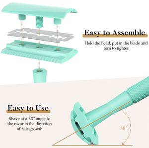 Rasoir de sécurité classique à double bord en acier inoxydable avec poignée texturée Utilisation humide de qualité personnelle pour le visage et le corps par ANAAIF - Product Image 2