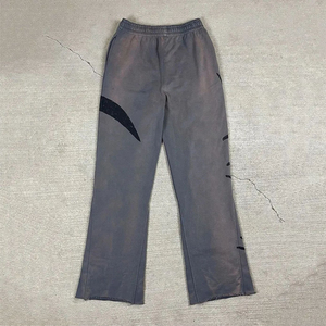 2025 OEM Custom DTG Printing 100% Cotton Lightweight <b>Flared</b> <b>Sweatpants</b> Men Light Wash Eco-Friendly Breathable Casual - Product Image 4