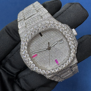 Montre à mouvement automatique Hip-Hop en acier inoxydable avec diamant Moissanite VVS de qualité supérieure au prix de gros - Product Image 3
