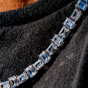 สร้อยคอเงินแท้ 925 ชุบทอง ประดับเพชรโมอิสซาไนต์ทรงเอเมอรัลด์ ปี 2026 ได้รับการรับรองจาก IGI หรูหรา - Product Image 3