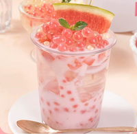 Perles éclatantes de boba instantanées saveur châtaigne d'eau rose, ingrédients populaires pour desserts au bubble tea, garniture sucrée et juteuse pour boissons
