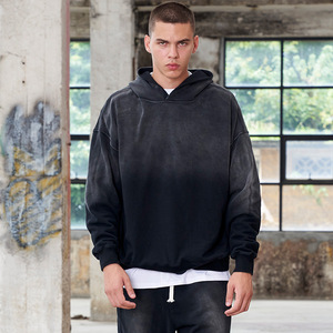 420gsm Peso pesado 100% Algodón Manga larga Oversized Washed Loose Hoodie Vintage Batik Do Old Hoodie para hombre - Product Image 4