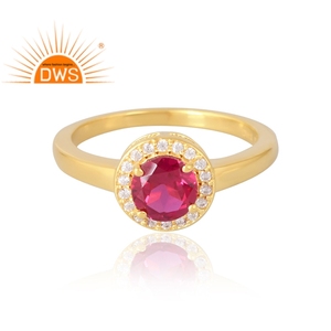 แหวนเงินแท้ 925 ชุบทอง 18K ประดับทับทิมธรรมชาติและเพชร CZ ดีไซน์ทันสมัยสำหรับผู้หญิงและผู้ชาย รุ่นขายดีล่าสุด - Product Image 3