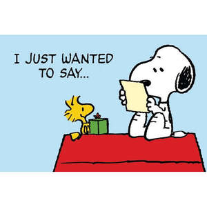 Tarjeta postal de estilo sencillo con diseño de Peanuts y mensaje 'Solo quería decir...' - Product Image 1