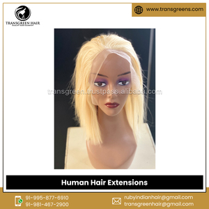 Virgin Indian Human Hair 13x4 HD Front <b>Lace</b> 613 Straight Wig Human Hair Extensions From Top Listed Indian Seller - Product Image 3