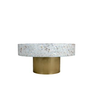 Table basse de luxe minimaliste faite à la main en incrustation d'os blanc Tragrah réglable en hauteur pour salon meubles de maison - Product Image 3