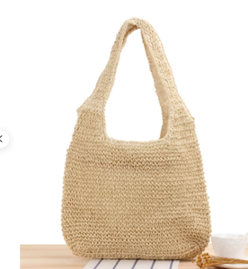 Bolso de playa tejido a mano de paja estilo bohemio de Bali, bolso de paja de ganchillo macramé, bolsos de playa directos del proveedor indio - Product Image 1