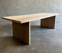 Grande table à manger en teck massif avec finition moderne, 10 places, meubles de salle à manger durables pour la maison, les appartements, les hôtels et les villas
