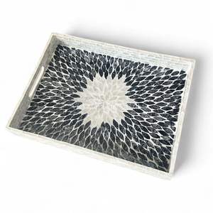 Plateau en nacre fait à la main, plateau de service décoratif, incrustation de coquillages, décoration de maison écologique naturelle - Product Image 2