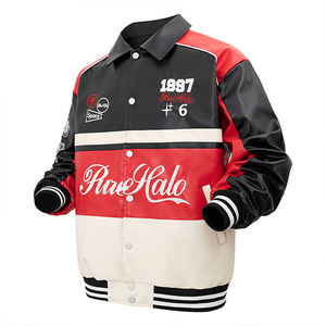 Customization Oem Material Retro Lettermen Bomber Racing Jacket Color Blocking Heavy Duty Racing Suit <b>Motorbike</b> Jacket for Men - Product Image 1