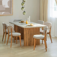 Mesa de Comedor Plegable Portátil de Lujo Moderno de Alta Gama, con Cubierta de Madera Maciza y Mármol, Resistente y Duradera, de Primera Calidad, para Comedor u Hotel, 10 Personas