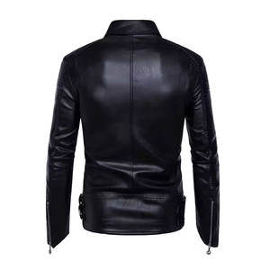Vestes en cuir PU de style fourrure à manches longues de haute qualité avec poches zippées pour hommes, vêtements de sport, veste en cuir - Product Image 3