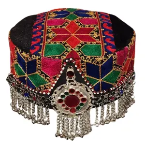 热卖阿富汗女帽刺绣复古帽传统部落阿富汗库奇女帽节日派对帽