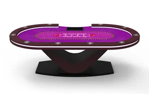 Casino Grade Luxurious LED Design Poker Table Solid Wood Painted 8 To 10 People Texas Table For Use