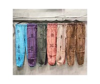 Sarouel unisexe en coton biologique Pantalon de festival hippie à patchwork avec fermeture à cordon Taille libre Vêtements d'été avec poches