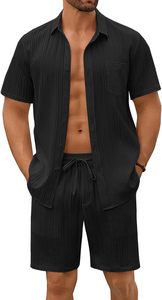 แฟชั่นฤดูหนาวล่าสุด ชุดกางเกงขาสั้นผ้าทอสีพื้นสำหรับผู้ชาย ไซส์พลัส สตรีทแวร์ ระบายอากาศ แห้งเร็ว คุณภาพสูง ผ้าฝ้าย 100% - Product Image 4