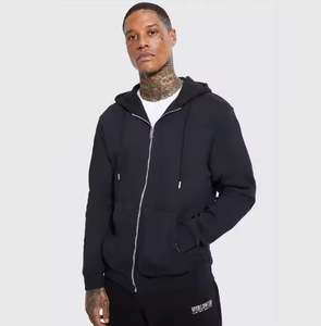 Custom Embroidered Logo Terry Cotton Hoodie Custom Puff Print Full Zip up Street <b>wear</b> Hoodies for <b>Men</b> Us <b>Thermal</b> Zipper Hoodie - Product Image 2
