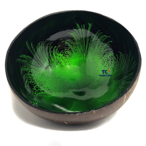 Ensembles de bols en noix de coco en laque et nacre faits à la main jetables pour le stockage des aliments à des fins décoratives en gros au Vietnam - Product Image 1