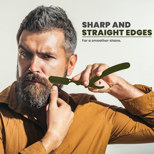 Maquinilla de afeitar de borde recto de peluquero profesional verde con 100 cuchillas de acero inoxidable 100 por ciento - Product Image 6