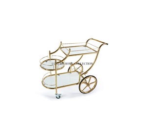 Carro de servicio de metal de inspiración vintage de primera categoría con asas elegantes y bandejas de servicio espaciosas - Product Image 2