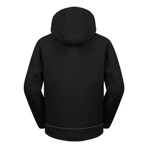 Veste Softshell d'hiver pour homme de haute qualité, imperméable, coupe-vent, respirante, à capuche, service OEM, teinte unie, doublure en polaire chaude - Product Image 2