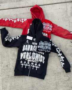 เสื้อมีฮู้ดซักด้วยกรดสำหรับผู้ชายแห้งเร็วระบายอากาศได้ดีโอเวอร์ไซส์ผ้าคอตตอนพิมพ์ลายพัฟ - Product Image 1