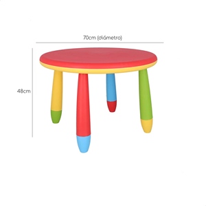 Tavolino rotondo rosso in plastica WELL HOME per bambini 70x48cm - Tavoli per bambini - Product Image 3