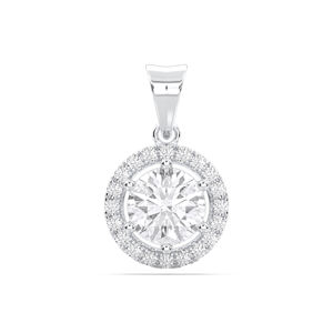 Pendentif en diamant rond Moissanite E-F/VVS-VS de 4.80 carats avec collier artisanal Halo en platine 950 - Product Image 6