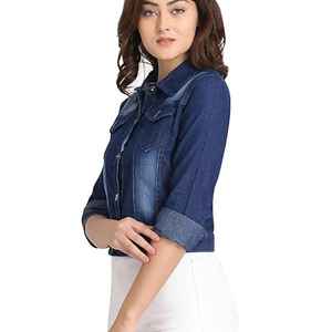 La Complementación Más Versátil para tu Bolso de Viaje, Porque Son Resistentes a las Arrugas y Fáciles de Mantener, Nuevas Blusas de Mezclilla para Mujer - Product Image 4