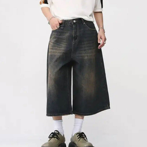 Streetwear viral exclusif sur mesure pour hommes, short de charpentier, baggy à la mode, jorts pour hommes, demi-pantalon de travail, short en jean denim - Product Image 4